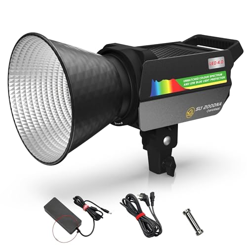 IFOOTAGE Sl1 200DNA COB-Videoleuchte,200W LED Videoleuchte Studiolicht mit 5600K Tageslicht,CRI 98+,Helligkeit 39000 Lux bei 1m,8 Lichteffekte,APP-Steuerung,für Videoaufnahmen,Außenaufnahmen von IFOOTAGE