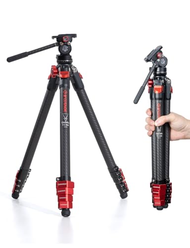 IFOOTAGE Stativ Gazelle TC3B mit K3 Flüssigkeitskopf, professionelles tragbares Reisestativ-Set für Canon Nikon Sony Olympus Panasonic DSLR-Kamera von iFootage