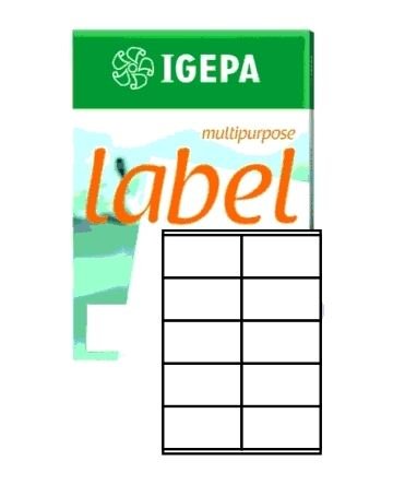 Igepa Label Multipurpose Etiketten 105 x 57 mm Papier permanent haftend für Laser- und Injektdrucker sowie Kopierer 100 Blatt A4 / 1000 Etiketten von IGEPA