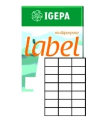 Igepa Label Multipurpose Etiketten 70 x 42,3 mm Papier permanent haftend für Laser- und Injektdrucker sowie Kopierer 100 Blatt A4 / 2100 Etiketten von IGEPA