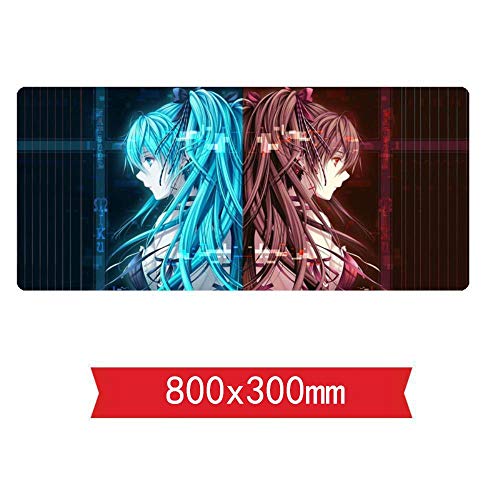 Mauspad,Hatsune Miku 800x300mm Extra Large Mouse Pad,Gaming Mousepad, Anti-Slip Natural Rubber Gaming Mouse Mat with 3mm Locking Edge, W von IGIRC