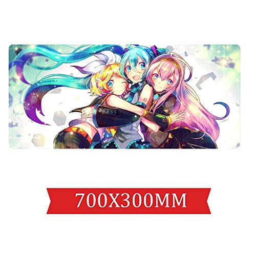 Mauspad Hatsune Miku 700X300mm Mauspad, Extended XXL Large Professional Gaming Mauspad mit 3mm starker Basis, für Notebooks, PC, M von IGIRC