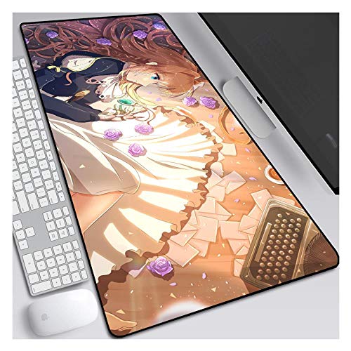 Mauspad Violet Evergarden Speed ​​Gaming Mauspad, 800X300mm Mauspad, Erweitertes XXL großes Mousemat mit 3mm starker Basis, Perfekte Präzision und Geschwindigkeit, H von IGIRC