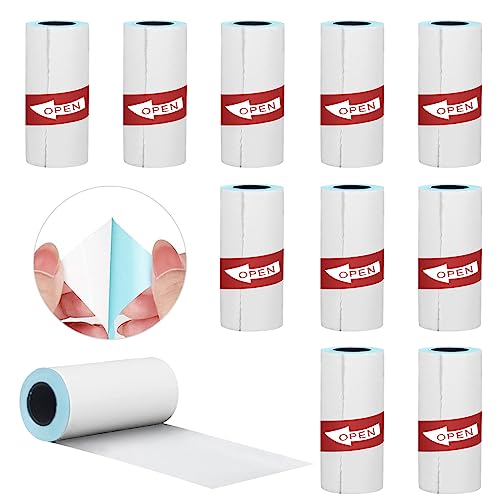 Thermorollen 57 x 25mm, 10 Rollen Thermopapier für Kinder Sofortbildkameras, Selbstklebender Druckpapier für Mini Drucker, Mini Thermal Pinter Papier, Nachfülldruckpapier für Mobiler Fotodrucker von IGRARK
