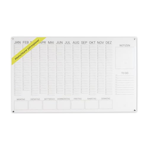 Jahresplaner mit Wochentagen Acryl - beschreibbar & abwischbar - Wandplaner und Familienplaner mit Abstandshaltern - ideale Haushalts- und Planungstafel für Eltern – Größe: 100x60 cm – Transparent Jahresplaner mit Wochentagen Acryl - beschreibbar & abwischbar - Wandplaner und Familienplaner mit Abstandshaltern - ideale Haushalts- und Planungstafel für Eltern – Größe: 100x60 cm – Transparent von IH Engineering BV