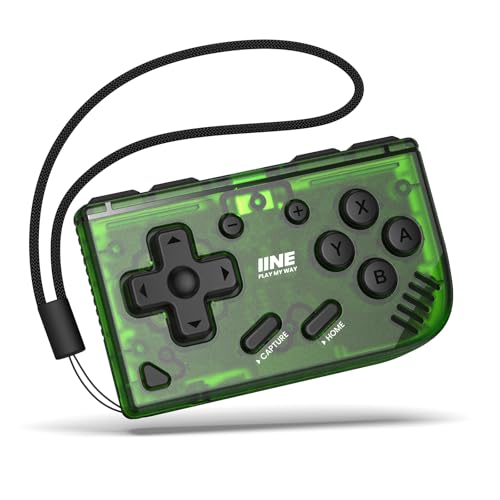 IINE Mini Retro Drahtloser Controller, Mikro-Fernbedienung für Switch/OLED, PC, Android und IOS, Schlüsselanhänger Taschenformat-Controller mit Turbo-Funktion (Grün) von IINE