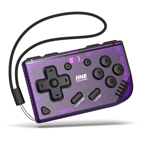 IINE Mini Retro Drahtloser Controller, Mikro-Fernbedienung für Switch/OLED, PC, Android und IOS, Schlüsselanhänger Taschenformat-Controller mit Turbo-Funktion (Lila) von IINE