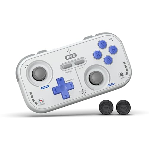 IINE Retro Pocket Kabelloser Gamecontroller, Kompakter Wireless-Controller mit Hall-Effekt-Joysticks, Anpassbaren Tasten, 1000Hz-Abtastrate – Kompatibel mit PC/Mobilgeräten/Steam Deck/Tablet (Grau) von IINE
