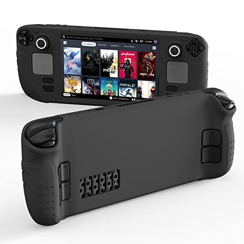 IINE Steam Deck Protective Case 9 in 1 Full Protection,Soft Silicone Material Shockproof Case (Black) von IINE