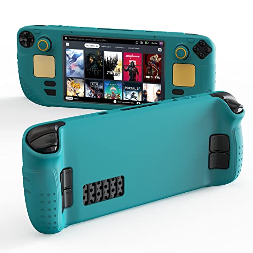 IINE Steam Deck Protective Case 9 in 1 Full Protection,Soft Silicone Material Shockproof Case (Green) von IINE