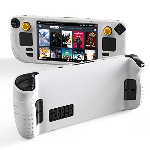 IINE Steam Deck Protective Case 9 in 1 Full Protection,Soft Silicone Material Shockproof Case (White) von IINE