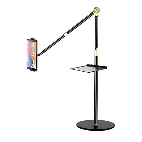 Tablet-Ständer, universeller Boden-Tablet-Ständer mit Ablage und stabiler Basis, höhenverstellbar, kompatibel mit allen 11,9 cm - 33 cm (4,7 - 13 Zoll) großen iPhones, Huawei, Samsung/iPad/Kindle von IIPOSAQQ