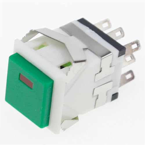 1 Stücke 17,2 * 17,2mm 3A/250 V 6A/125 V Snap-in 2NO2NC Momentary Platz Druckschalter mit LED-Licht Kunststoff (Color : Green, Size : Locking) von IJEKINNE