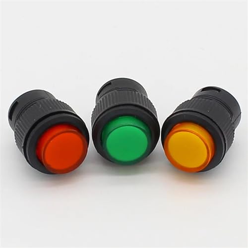 16 mm selbstsichernder Drucktastenschalter mit LED EIN/AUS 1 Stück (Color : Each color 1pcs) von IJEKINNE