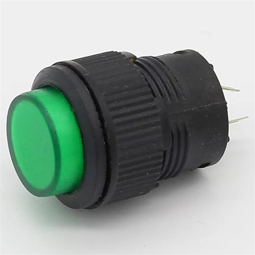 16 mm selbstsichernder Drucktastenschalter mit LED EIN/AUS 1 Stück (Color : Green) von IJEKINNE