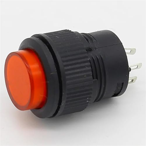 16 mm selbstsichernder Drucktastenschalter mit LED EIN/AUS 1 Stück (Color : Red) von IJEKINNE