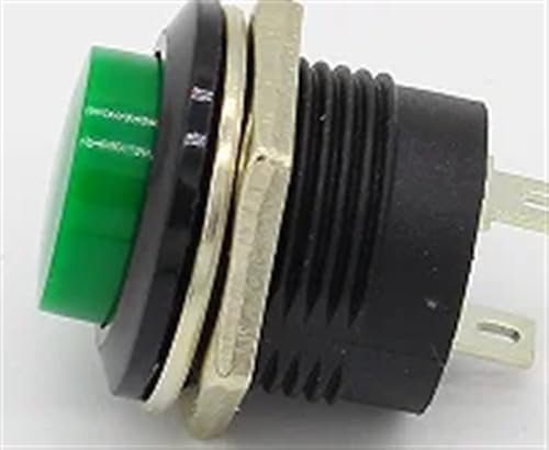 18 Stück 16 mm selbstrückstellender Momentan-Drucktastenschalter 6 A/125 V AC 3 A/250 V AC (Color : 18PCS GREEN) von IJEKINNE