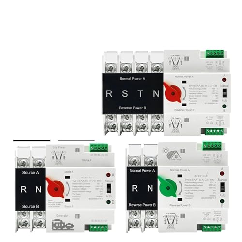 2P 4P ATS Dual Power Automatic Transfer Switch Wahlschalter 100A AC 220V 110V 1Pcs(4P AC 110V,City Grid-Generator) von IJEKINNE