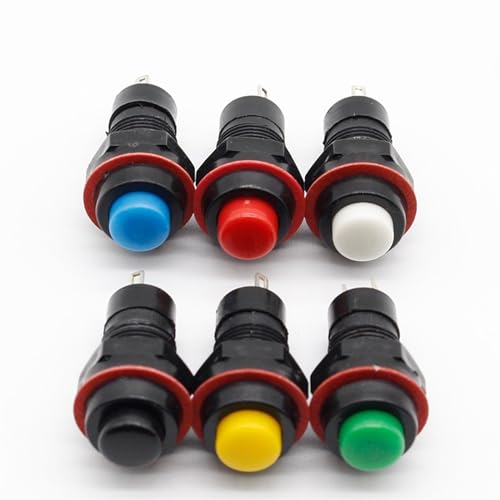 6 Stück Selbstrückstellender Drucktastenschalter 10 mm Selbstrückstellender Momentan-Drucktastenschalter (Color : Black) von IJEKINNE