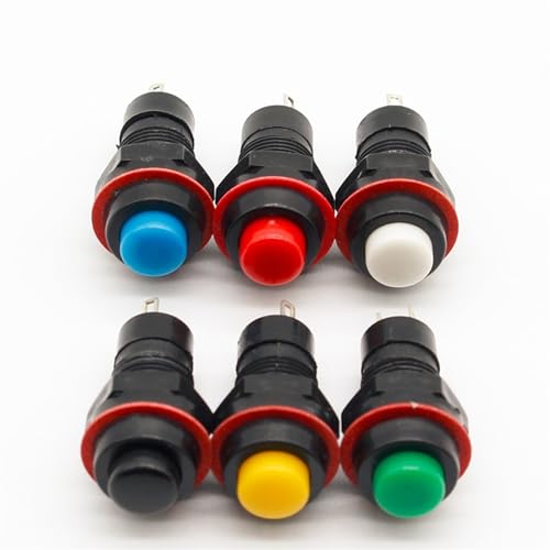 6 Stück Selbstrückstellender Drucktastenschalter 10 mm Selbstrückstellender Momentan-Drucktastenschalter (Color : Each color 1pcs) von IJEKINNE