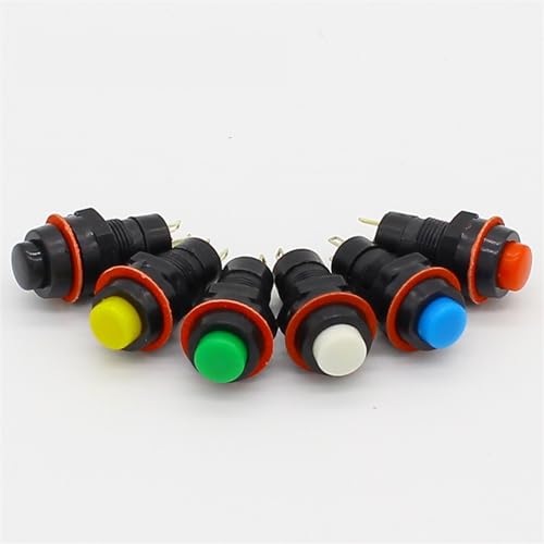 6 Stück selbstsichernder Drucktastenschalter 10 mm (Color : Black) von IJEKINNE