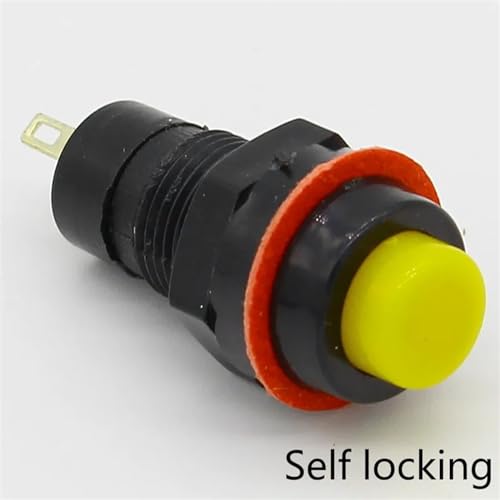 6 Stück selbstsichernder Drucktastenschalter 10 mm (Color : Yellow) von IJEKINNE