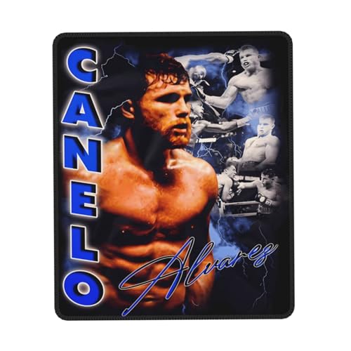 IJHRSFDST Canelo Boxer Alvarez Mauspad, rutschfeste Gummiunterseite, genähtes Box-Themen-Zubehör, Geschenke für Büro und Gamer, 20,1 x 24,1 cm IJHRSFDST Canelo Boxer Alvarez Mauspad, rutschfeste Gummiunterseite, genähtes Box-Themen-Zubehör, Geschenke für Büro und Gamer, 20,1 x 24,1 cm von IJHRSFDST