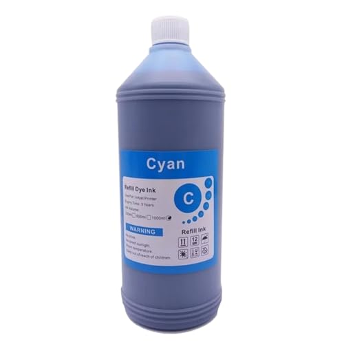 IJOSADON 1000 ml 1 kg schwarzes CMY-Nachfülltintenset, kompatibel mit verschiedenen Tintenstrahldruckern(1PCS C) von IJOSADON