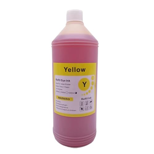IJOSADON 1000 ml 1 kg schwarzes CMY-Nachfülltintenset, kompatibel mit verschiedenen Tintenstrahldruckern(1PCS Y) von IJOSADON
