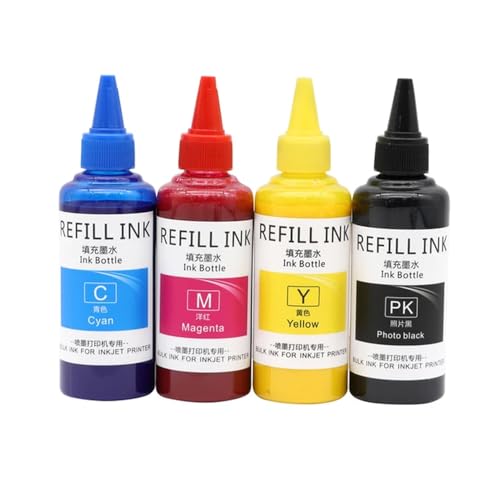 IJOSADON 4-Farben-Dye-Tinte 100-ml-Nachfüllsets, kompatibel mit verschiedenen Tintenstrahldruckern, einschließlich(1set 4color Dye Ink) von IJOSADON