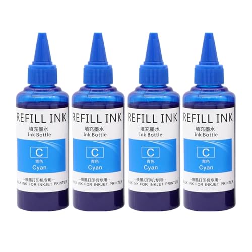 IJOSADON 4-Farben-Dye-Tinte 100-ml-Nachfüllsets, kompatibel mit verschiedenen Tintenstrahldruckern, einschließlich(4 Dye Ink-Cyan) von IJOSADON
