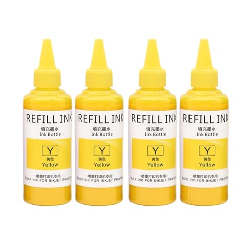 IJOSADON 4-Farben-Dye-Tinte 100-ml-Nachfüllsets, kompatibel mit verschiedenen Tintenstrahldruckern, einschließlich(4 Dye Ink-Yellow) von IJOSADON
