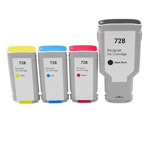 IJOSADON Kompatible magnetische Tintenpatrone Set 300 ml 130 ml Kompatibel mit 728 Kompatibel mit Designjet T730 T830 Tintenstrahldrucker(130ml MBK CMY Set) von IJOSADON