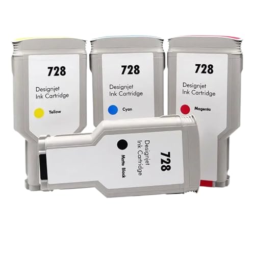 IJOSADON Kompatible magnetische Tintenpatrone Set 300 ml 130 ml Kompatibel mit 728 Kompatibel mit Designjet T730 T830 Tintenstrahldrucker(300ml MBK CMY Set) von IJOSADON