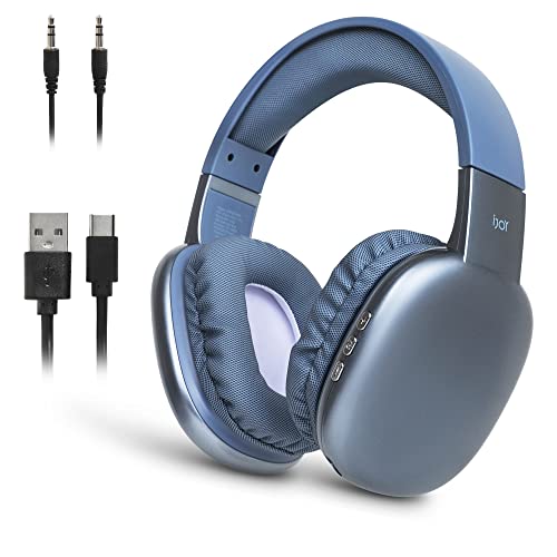 iJoy Ultra Noise Canceling Kopfhörer mit Mikrofon, wiederaufladbare Over-Ear-Bluetooth-Kopfhörer mit 10 Stunden Spielzeit, SD-Slot, weiche, gepolsterte kabellose Kopfhörer mit Mikrofon (blau) von IJOY