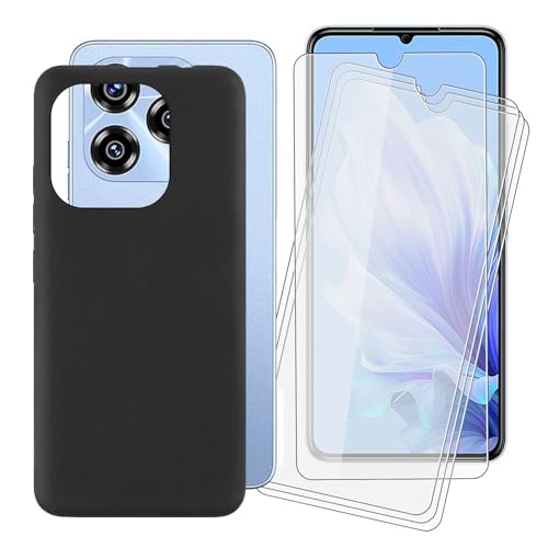 IJTYHF [4 Sätze] Hülle für Oukitel C50 5G (6.80 Zoll) Handyhülle Silikon Cases Weich Phone Case TPU Cover Protector Hüllen Black Bumper + Displayschutzfolie Gehärteter Film von IJTYHF