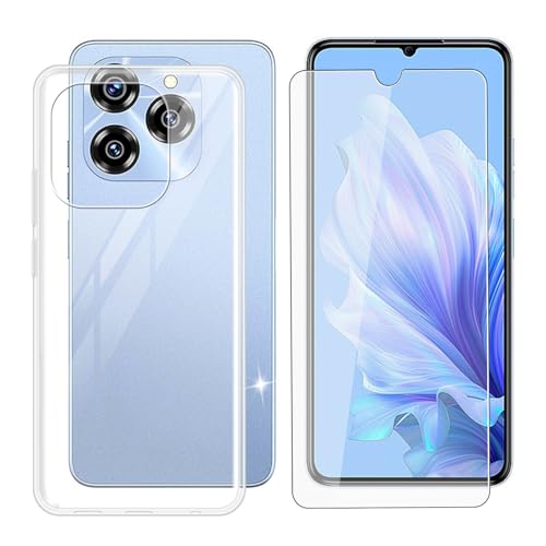 IJTYHF [4 Sätze] Hülle für Oukitel C50 5G (6.80 Zoll) Handyhülle Silikon Weich Phone Case TPU Cover Protector Hüllen Transparent Bumper+ Displayschutzfolie Gehärteter Film von IJTYHF
