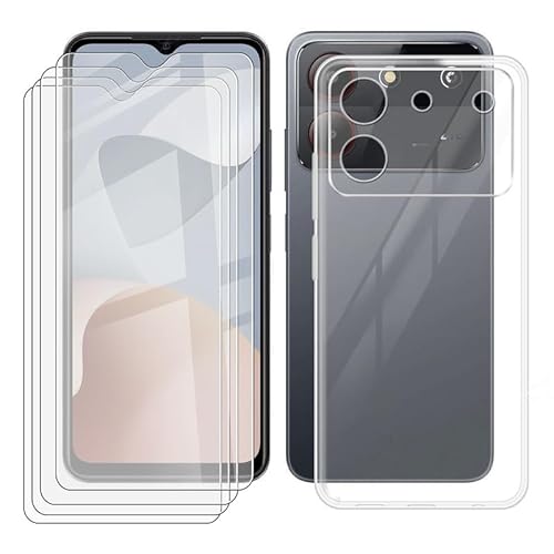 IJTYHF [4 Sätze] Hülle für ZTE Blade A54 (6.60 Zoll) Handyhülle Cases Silikon Weich TPU Cover Phone Case Protector Hüllen Transparent Bumper + Displayschutzfolie Gehärteter Film von IJTYHF