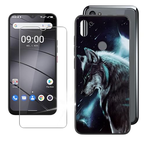 IJTYHF Gehärtetes Glas Schutzfolie Glass + Hülle Schutzhülle für Gigaset GS5 Lite (6.30") Black Silikon Flexibel Weich TPU Handyhülle Tasche Case Cover -WMA16 von IJTYHF