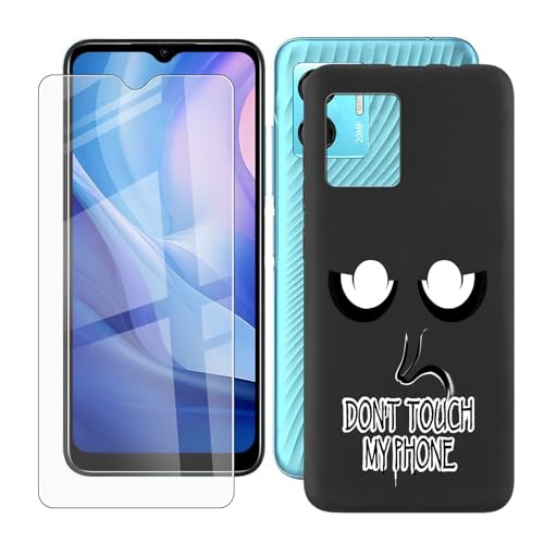 IJTYHF Hülle für Doogee N50S (6.52 Zoll) Handyhülle Silikon Cases Weich Phone Case TPU Cover Protector Hüllen Black Bumper + Displayschutzfolie Gehärteter Film - Fass Mich Nicht an von IJTYHF