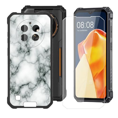 IJTYHF Hülle für Oukitel WP28 S (6.52 Zoll) Handyhülle Silikon Cases Weich Phone Case TPU Cover Protector Hüllen Black Bumper + Displayschutzfolie Gehärteter Film -Marmor -73 von IJTYHF