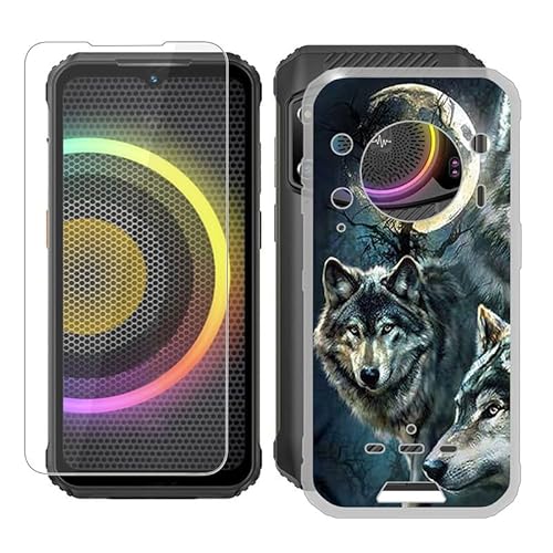 IJTYHF Hülle für Ulefone Armor 21 (6.58 Zoll) Cover Cases Silikon Weich TPU Handyhülle Protector Hüllen Transparent Bumper + Displayschutzfolie Gehärteter Film -Romantischer Wolf -A29 von IJTYHF