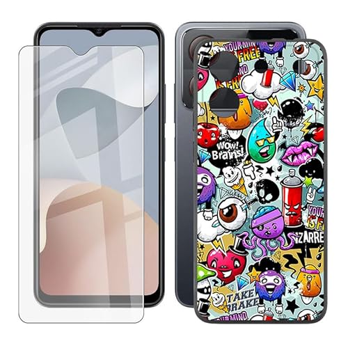 IJTYHF Hülle für ZTE Blade A54 (6.60 Zoll) Cover Cases Silikon Weich TPU Handyhülle Protector Hüllen Black Bumper + Displayschutzfolie Gehärteter Film -Cartoon-Parodie -40 von IJTYHF