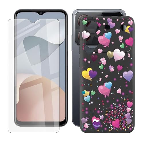 IJTYHF Hülle für ZTE Blade A54 (6.60 Zoll) Cover Cases Silikon Weich TPU Handyhülle Protector Hüllen Black Bumper + Displayschutzfolie Gehärteter Film -Romantischer Ballon -29 von IJTYHF