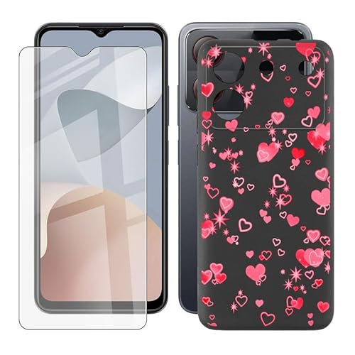 IJTYHF Hülle für ZTE Blade A54 (6.60 Zoll) Cover Cases Silikon Weich TPU Handyhülle Protector Hüllen Black Bumper + Displayschutzfolie Gehärteter Film -romantische Liebe von IJTYHF