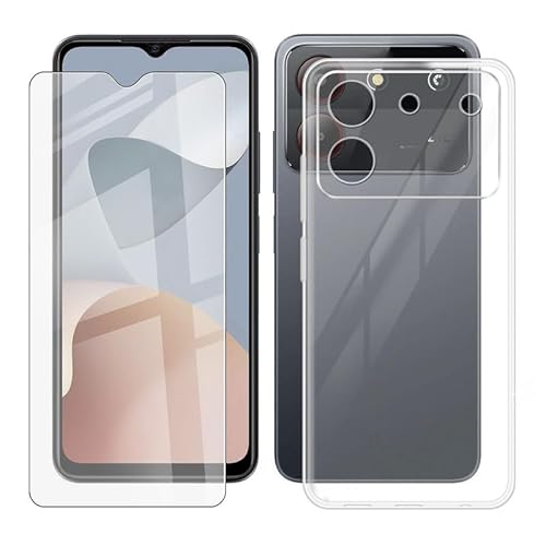 IJTYHF Hülle für ZTE Blade A54 (6.60 Zoll) Handyhülle Cases Silikon Weich TPU Cover Phone Case Protector Hüllen Transparent Bumper + Displayschutzfolie Gehärteter Film von IJTYHF