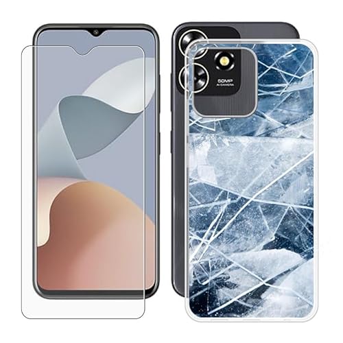 IJTYHF Hülle für ZTE Blade A73 (6.52 Zoll) Cover Cases Silikon Weich TPU Handyhülle Protector Hüllen Transparent Bumper + Displayschutzfolie Gehärteter Film -Fragmente von IJTYHF