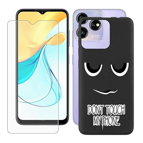 IJTYHF Hülle für ZTE Blade V50S (6.60 Zoll) Handyhülle Silikon Cases Weich Phone Case TPU Cover Protector Hüllen Black Bumper + Displayschutzfolie Gehärteter Film - Fass Mich Nicht an von IJTYHF