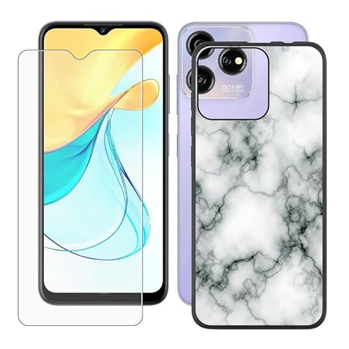 IJTYHF Hülle für ZTE Blade V50S (6.60 Zoll) Handyhülle Silikon Cases Weich Phone Case TPU Cover Protector Hüllen Black Bumper + Displayschutzfolie Gehärteter Film -Marmor -73 von IJTYHF