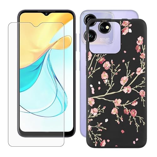 IJTYHF Hülle für ZTE Blade V50S (6.60 Zoll) Handyhülle Silikon Cases Weich Phone Case TPU Cover Protector Hüllen Black Bumper + Displayschutzfolie Gehärteter Film -blühen von IJTYHF